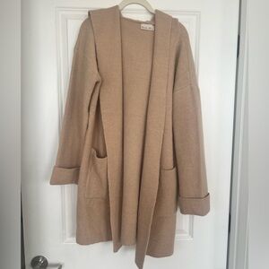 Becool - tan long cardigan with hood